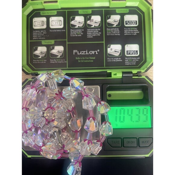 Vintage Vendome Aurora Borealis Crystal Fuschia Metal Necklace Earring Set Rare - Picture 15 of 15